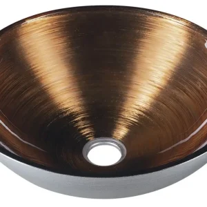 Cenový Hit SAPHO MURANO WENGE skleněné umyvadlo na desku, průměr 40cm, měď/stříbrná