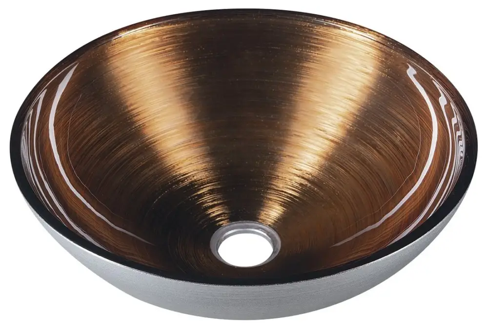 Cenový Hit SAPHO MURANO WENGE skleněné umyvadlo na desku, průměr 40cm, měď/stříbrná