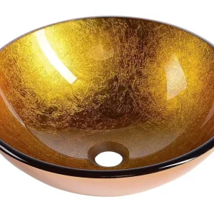 Tovární Cena SAPHO AGO skleněné umyvadlo na desku Ø 42cm, zlatá/oranžová