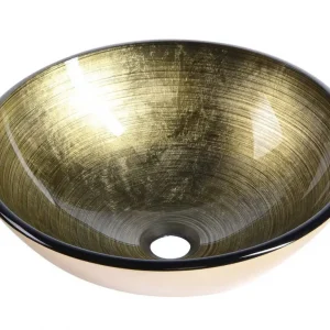 Akce SAPHO FIANNA skleněné umyvadlo na desku Ø 42cm, bronz/zlatá