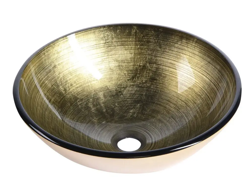 Akce SAPHO FIANNA skleněné umyvadlo na desku Ø 42cm, bronz/zlatá