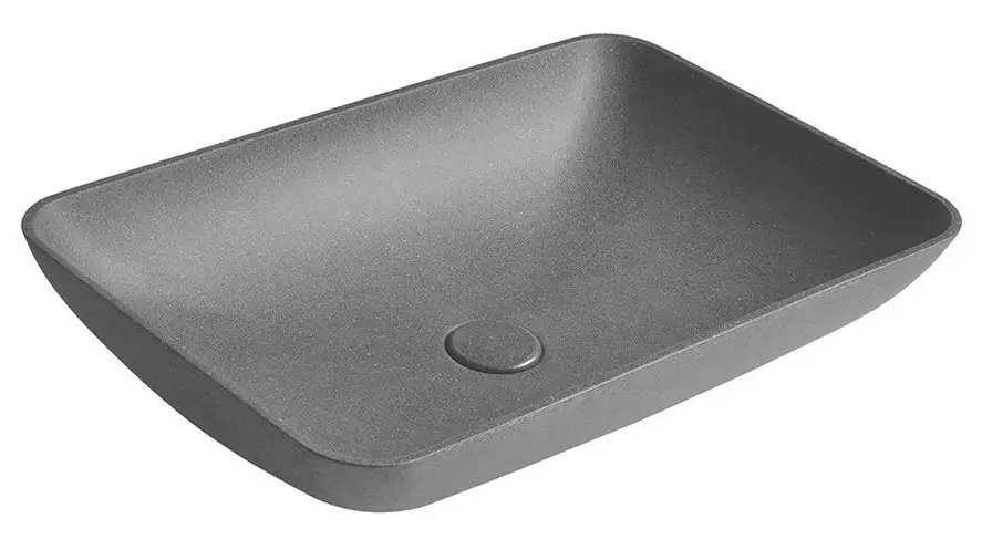SAPHO INFRANE betonové umyvadlo na desku, včetně výpusti, 57x37cm, černý granit Super Cena