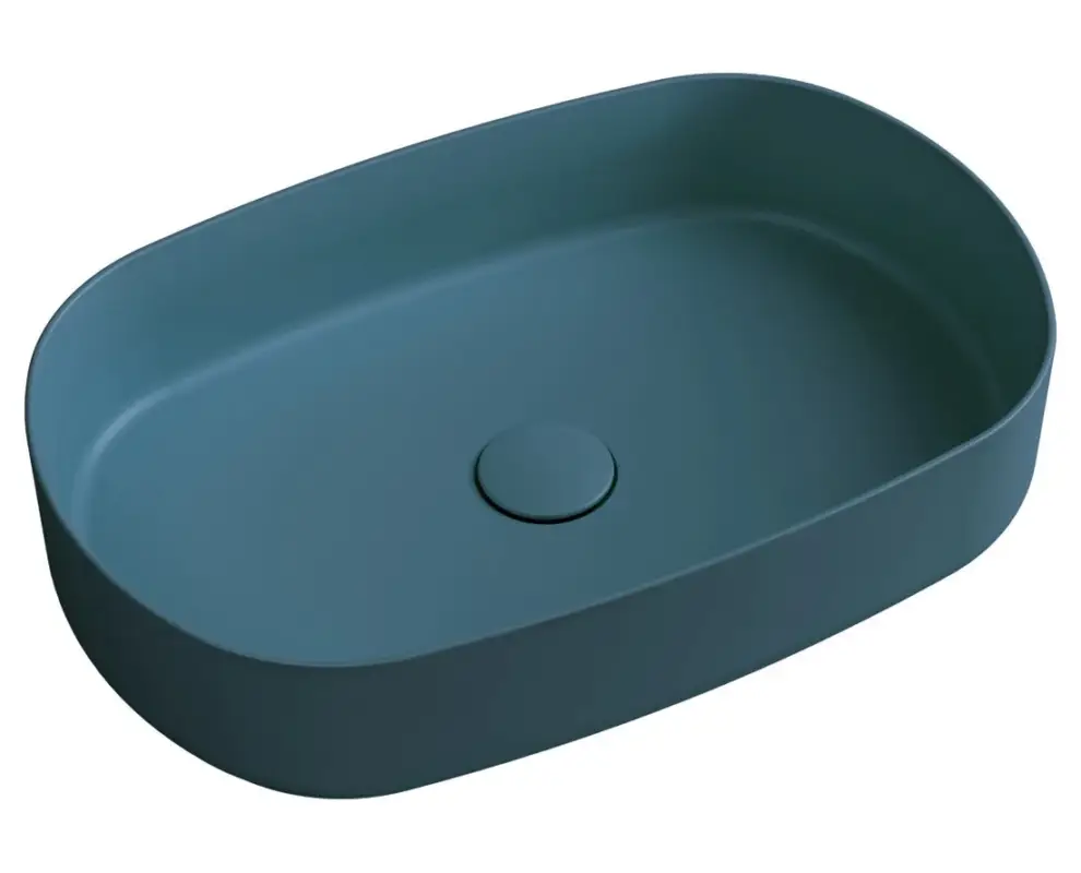 Vrácení Zdarma ISVEA INFINITY OVAL keramické umyvadlo na desku, 55x36cm, zelená petrol