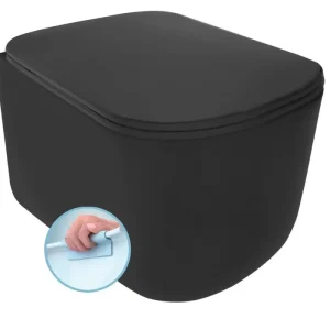 Výprodej KERASAN TRIBECA závěsná WC mísa, Rimless, 35x54cm, černá mat