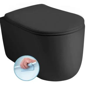 KERASAN NOLITA závěsná WC mísa, Rimless, 35x55cm, černá mat Omezená Nabídka
