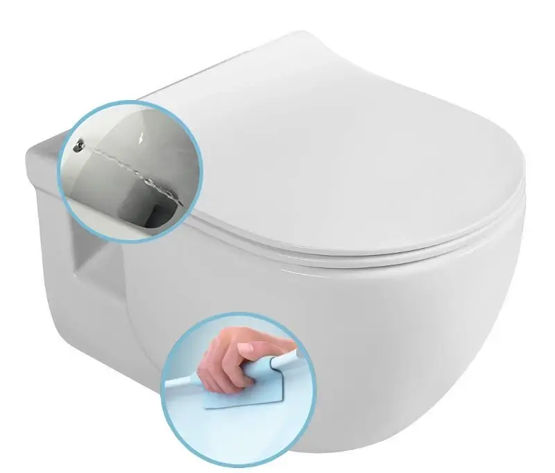SAPHO BRILLA CLEANWASH závěsná WC mísa s bidetovou sprškou, Rimless, 36,5x53cm, bílá Expresní Doručení