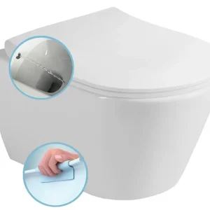 Autentický SAPHO AVVA CLEANWASH závěsná WC mísa, s bidetovou sprškou, Rimless, 35,5x53cm, bílá