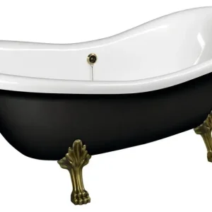 Rychlé Dodání POLYSAN CHARLESTON volně stojící vana 188x83x69cm, nohy bronz, černá/bílá