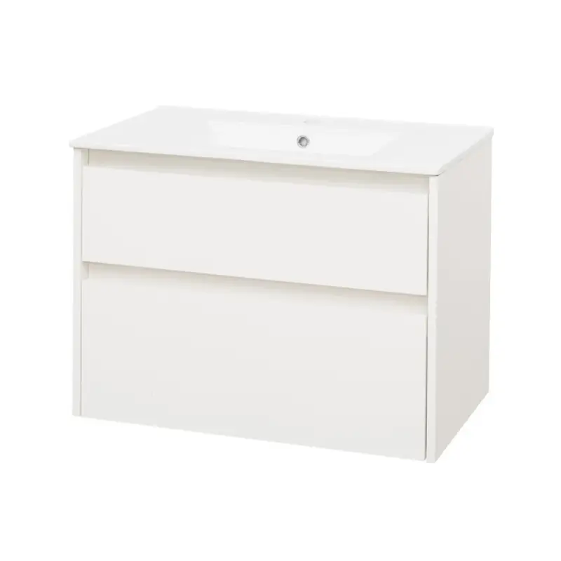 Bezpečná Platba Opto, koupelnová skříňka s keramickým umyvadlem, bílá, 2 zásuvky, 810x580x458 mm