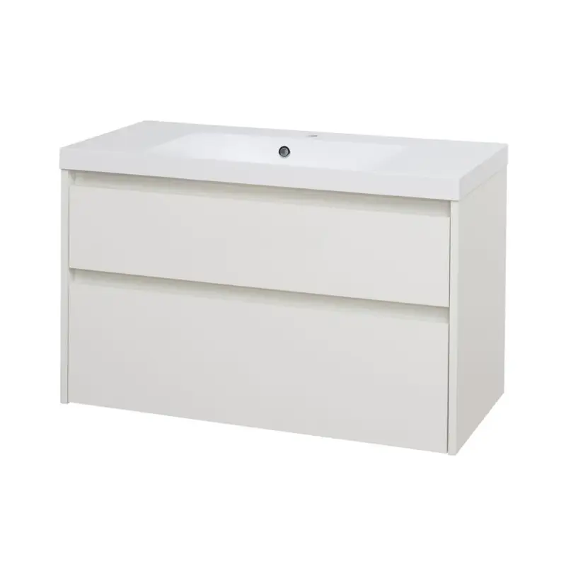 Opto, koupelnová skříňka, umyvadlo z litého mramoru, bílá, 2 zásuvky, 1010x580x458 mm Nízká Cena