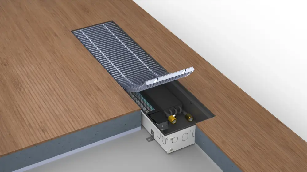 Vysoce Kvalitní BOKI InFloor Konvektor s ventilátorem 24 V nerez F1S-20-225-08-11