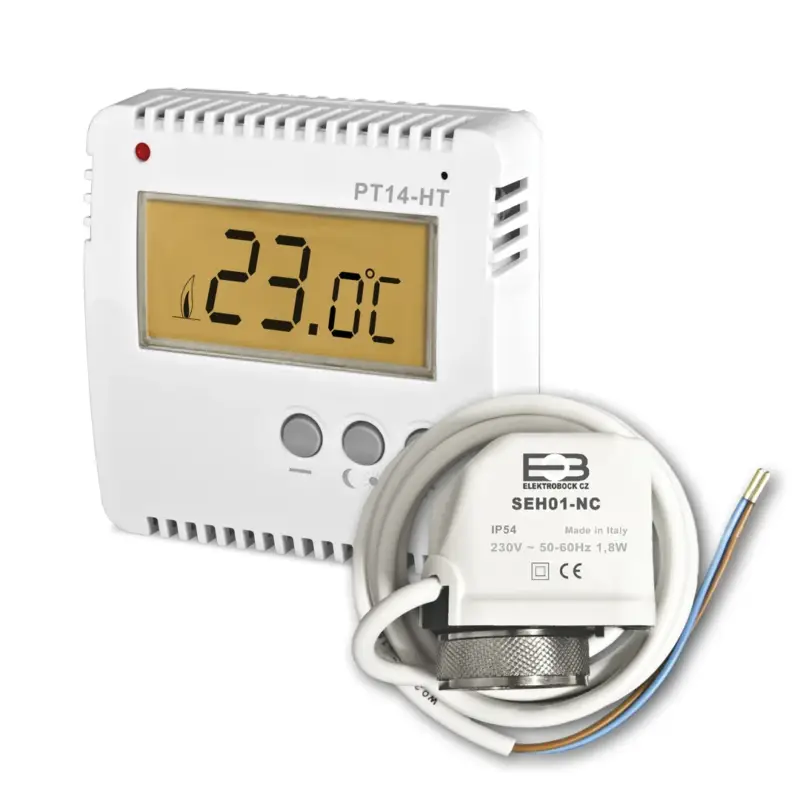 ELEKTROBOCK Sada digitálního termostatu PT14-HT a termoelektrického ventilu SEH 30.23 Dokud Zásoby Vydrží