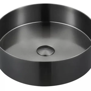 Akce SAPHO AURUM nerezové umyvadlo na desku, průměr 38cm, včetně výpusti, gun metal
