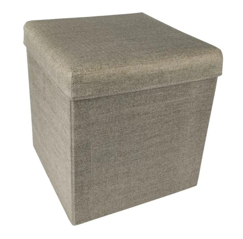 Cenový Hit HomeLife Skládací taburet s úložným prostorem 37 x 37 cm béžová