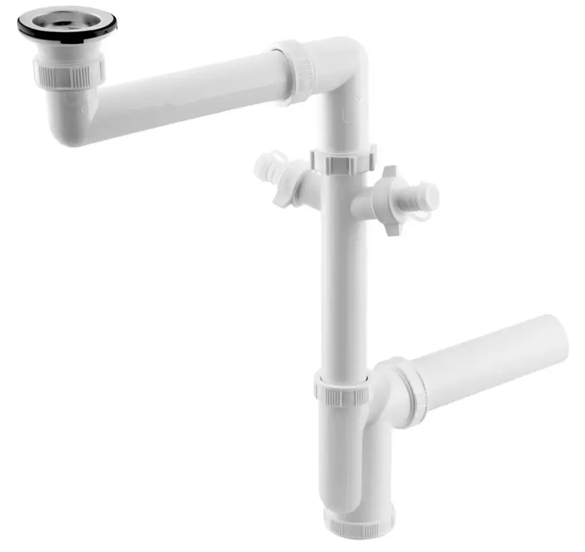Nejlepší Cena BRUCKNER Dřezový sifon šetřící místo, 2x odbočka, nerez výpust se zátkou, 6/4", DN40, bílá