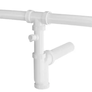 BRUCKNER Dřezový sifon s odbočkou 6/4", pro dvojdřez, pračková odbočka, DN50, bílá Finální Výprodej