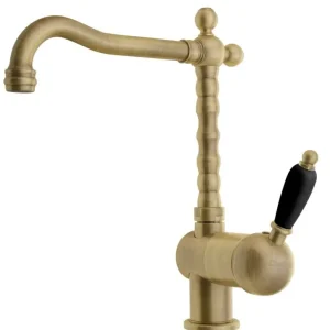 Zlevněný SAPHO KIRKÉ BLACK stojánková dřezová baterie, černá páčka, bronz