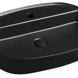 Poslední Šance ISVEA INFINITY OVAL keramické umyvadlo na desku, 60x40cm, černá mat