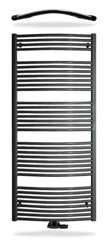 Koupelnový radiátor Thermal KDO-SP 450/1850 středové připojení - černý mat Sleva