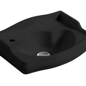 KERASAN RETRO keramické umývátko 41x30cm, otvor pro baterii vlevo, černá mat Nová Kolekce