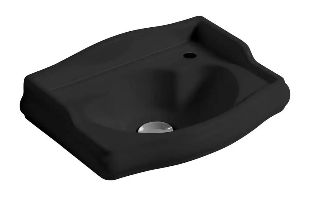 Must-Have KERASAN RETRO keramické umývátko 41x30cm, otvor pro baterii vpravo, černá mat