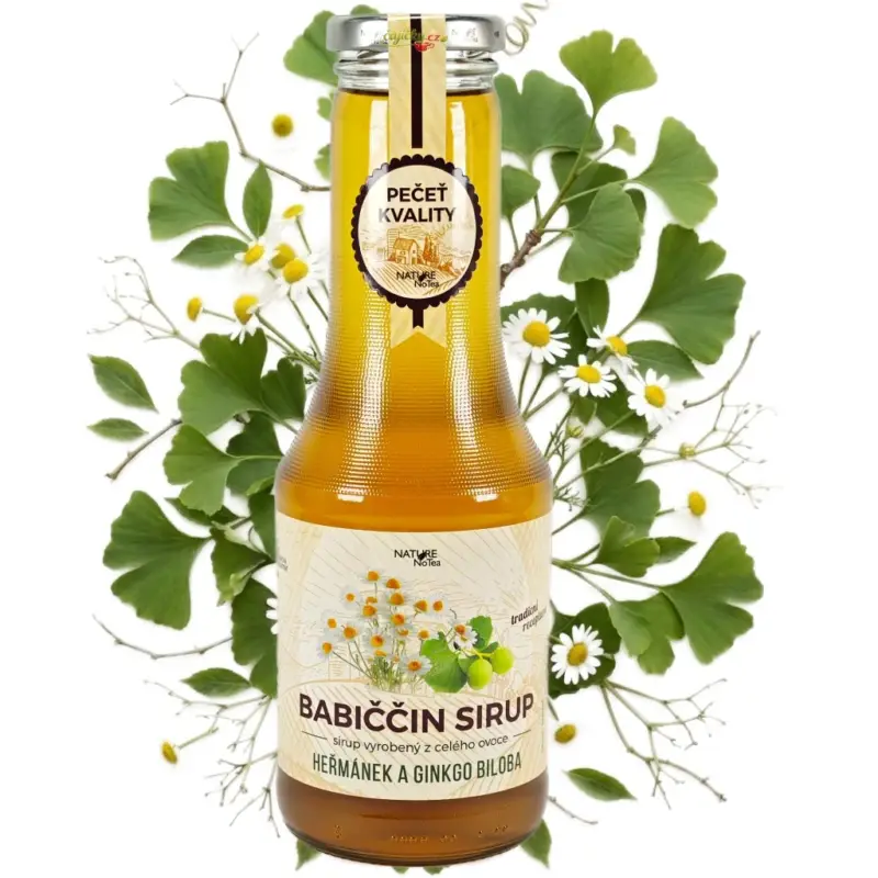Nature NoTea s.r.o. Babiččin bylinný sirup Heřmánek & Ginkgo 0.5l Autentický