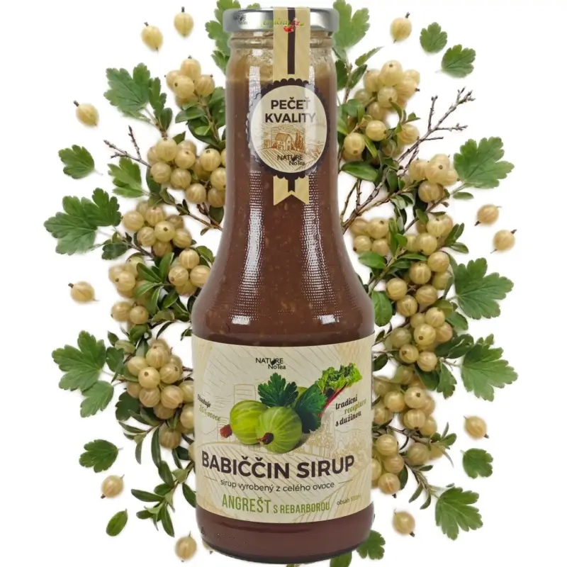 Aktuální Nature NoTea s.r.o. Babiččin sirup - Angrešt s rebarborou 0.5l