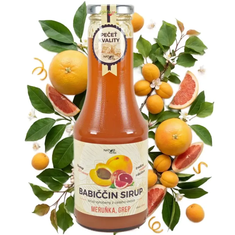 Objednat Nyní Nature NoTea s.r.o. Babiččin sirup - Meruňka & Grep 0.5l