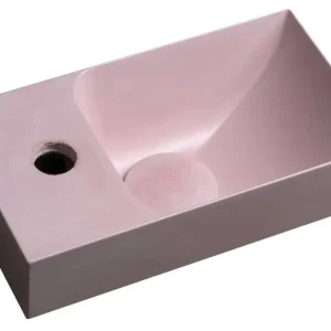 Výprodej SAPHO PICCOLINO betonové umývátko 30,8x17cm, baterie vlevo, růžová mat