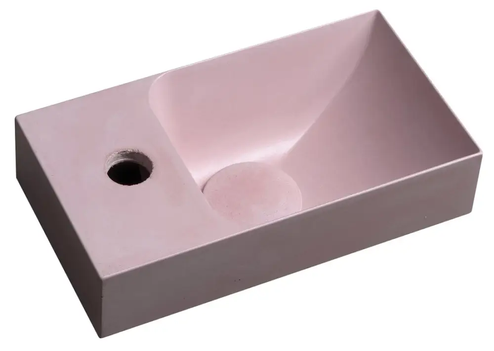 Výprodej SAPHO PICCOLINO betonové umývátko 30,8x17cm, baterie vlevo, růžová mat