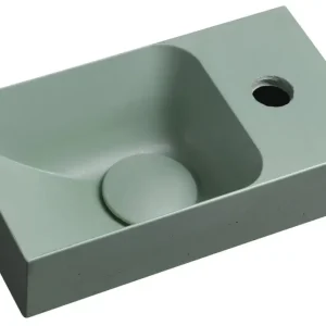 Autentický SAPHO PICCOLINO betonové umývátko 30,8x17cm, baterie vpravo, zelená mat