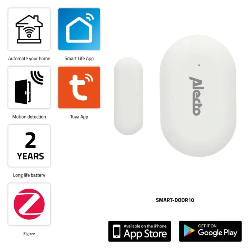 TUYA / SmartLife Okenní / dveřní kontaktní senzor, Smart Zigbee SMART-DOOR10 Časově Omezené