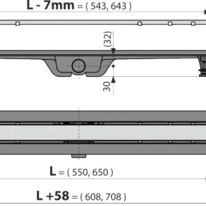 Rychlé Dodání ALCAPLAST Sprchový liniový žlab plastový, s okrajem a oboustranným roštem (plný / vložení dlažby), délka 650 mm APZ19-650