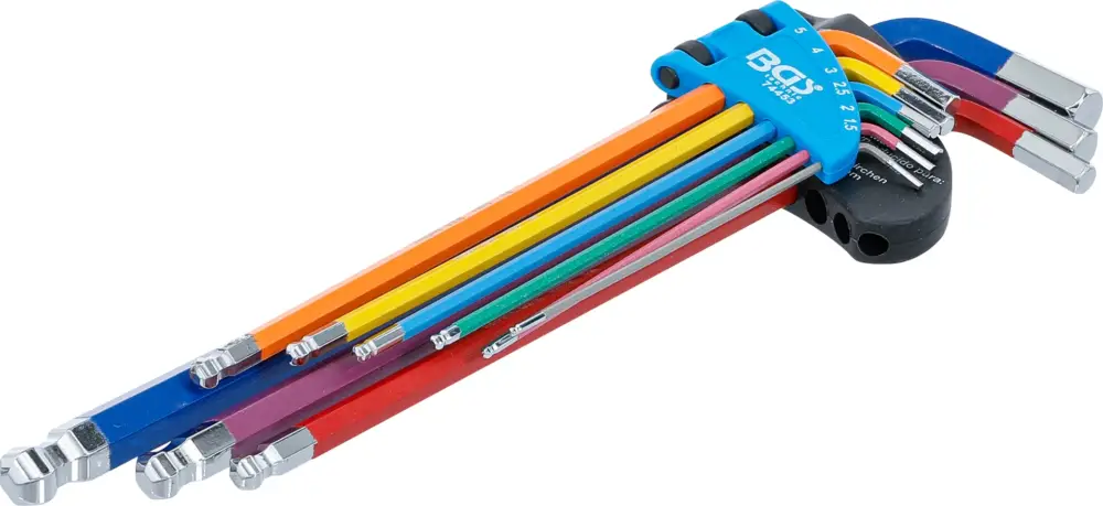 Tovární Cena BGS Sada zahnutých klíčů, vícebarevné, extra dlouhé, vnitřní šestihran, vnitřní šestihran s ku