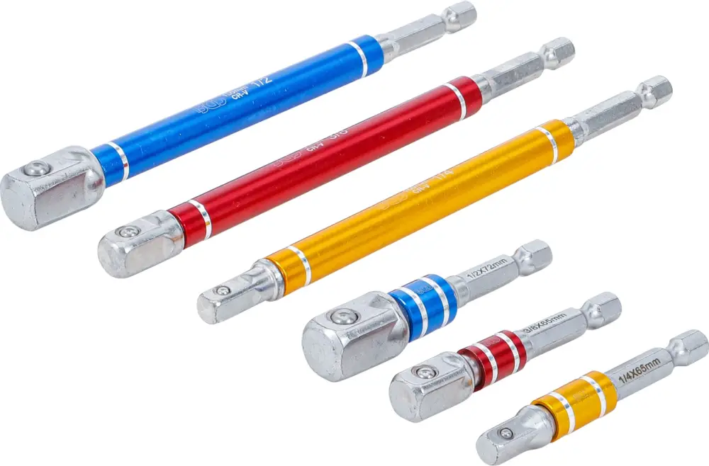 Časově Omezené BGS Sada adaptérů pro vrtačky, barevné, vnější šestihran 6,3 mm (1/4"), vnější šestihran 6, –