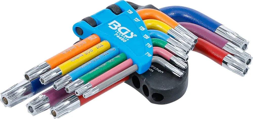 BGS Sada zahnutých klíčů,vícebarevné,krátké,T-profil (pro Torx) s otvorem T10 - T50,9d Horká Nabídka