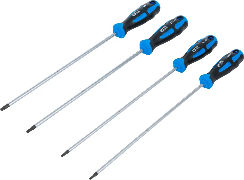 BGS Sada šroubováků, velmi dlouhé, T-profil (pro Torx), T15 – T30, 4dílná – BGS 74541 Výprodej