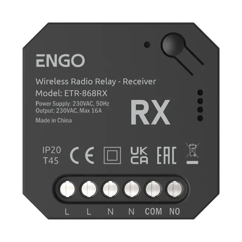 ENGO Controls Bezdrátové relé ETR-868RX EngoLink, rádiově řízené, 868Mhz Akční Nabídka