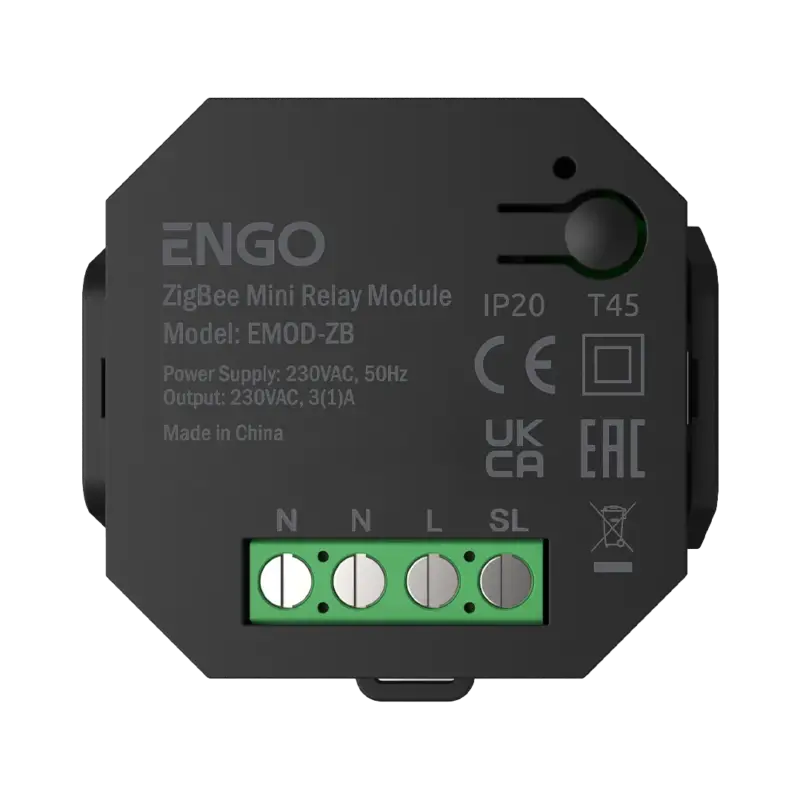Cenově Výhodný ENGO Controls Mini spínací modul s funkcí opakovače EMOD-ZB, 230 V, černý, ENGO Smart, TUYA