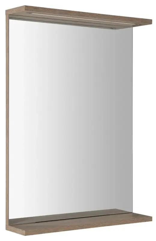 Omezená Nabídka AQUALINE KORIN STRIP zrcadlo s LED osvětlením 50x70x12cm, dub platin