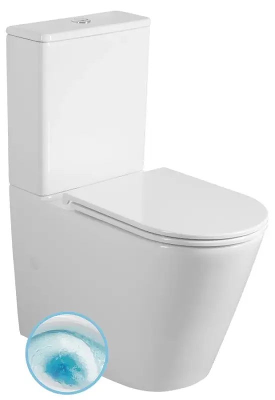 Víkendová Akce SAPHO AVIS WC kombi, Vortex Rimless, spodní/zadní odpad, bílá