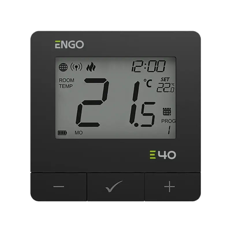 ENGO Controls Chytrý termostat E40-BATB ZigBee/868MHz, černá Výprodej