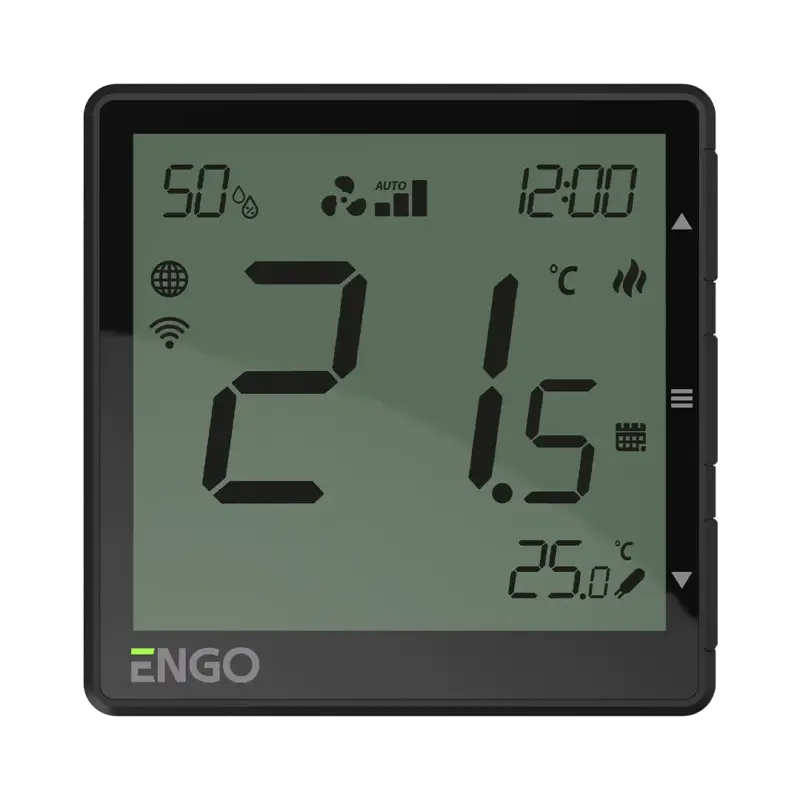 Dokud Zásoby Vydrží ENGO Controls Termostat Fan CoilEFAN-230B, WIFI, ENGO Smart , TUYA, černá