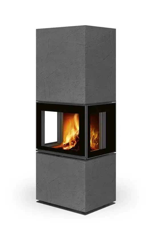 Vrácení Zdarma ROMOTOP Designové krby LERA C GH s děleným sklem, Thermaline tmavě šedivá 62