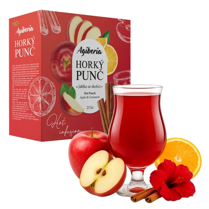Novinka AG FOODS Group a.s. Agiberia Horký punč Jablko se skořicí 25x20g