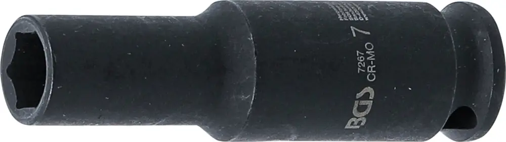 BGS Silová nástrčná hlavice, šestihranná, prodloužená,6,3 mm (1/4"),7 mm Nejlepší Cena