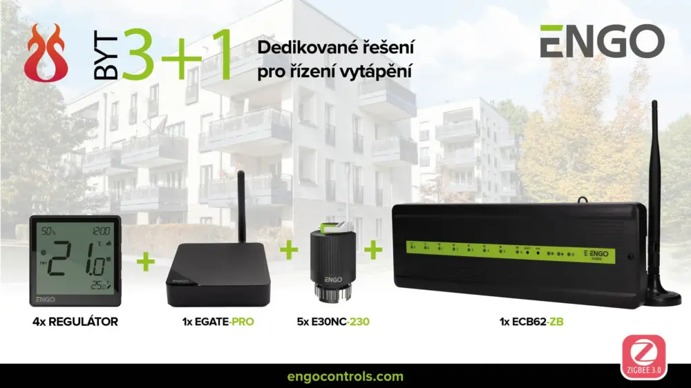 ENGO CONTROLS Komplet pro váš byt 3+1 Zigbee 3.0, podlahové vytápění Nejlepší Volba