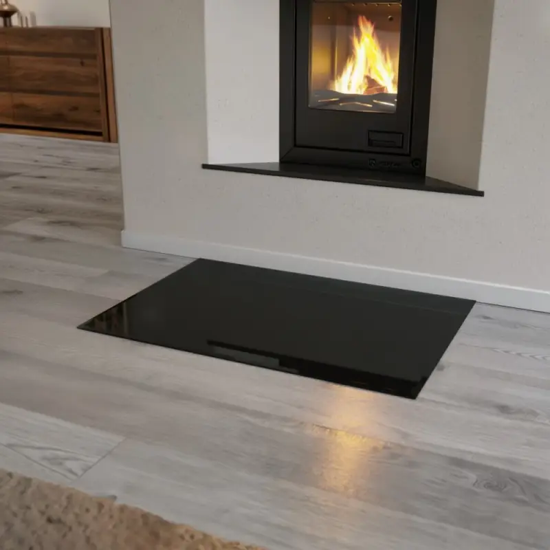 Sklo pod kamna - FLAMINGO Obdelník 700x1000 mm, černé, fazeta / 6 mm Speciální Cena