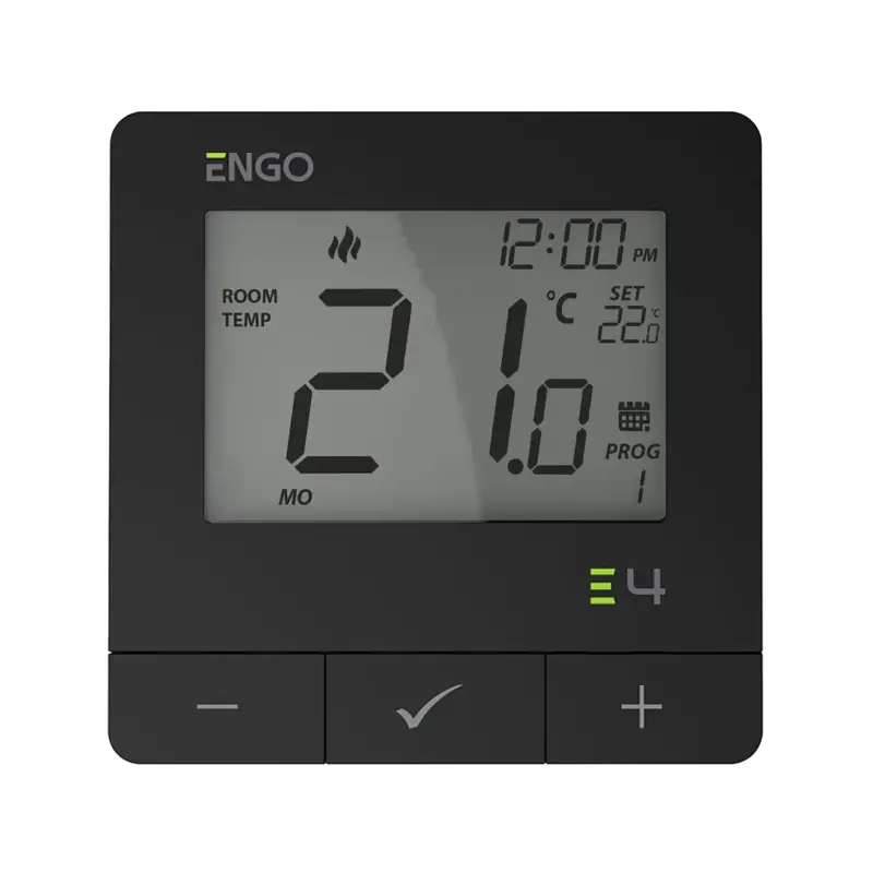 Sezónní Sleva ENGO Controls Programovatelný termostat E4-B, teplo/chlad, 230V, černý